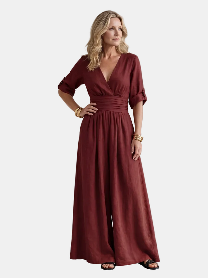 Wanda | Jumpsuit s křížením vpředu a širokými nohavicemi