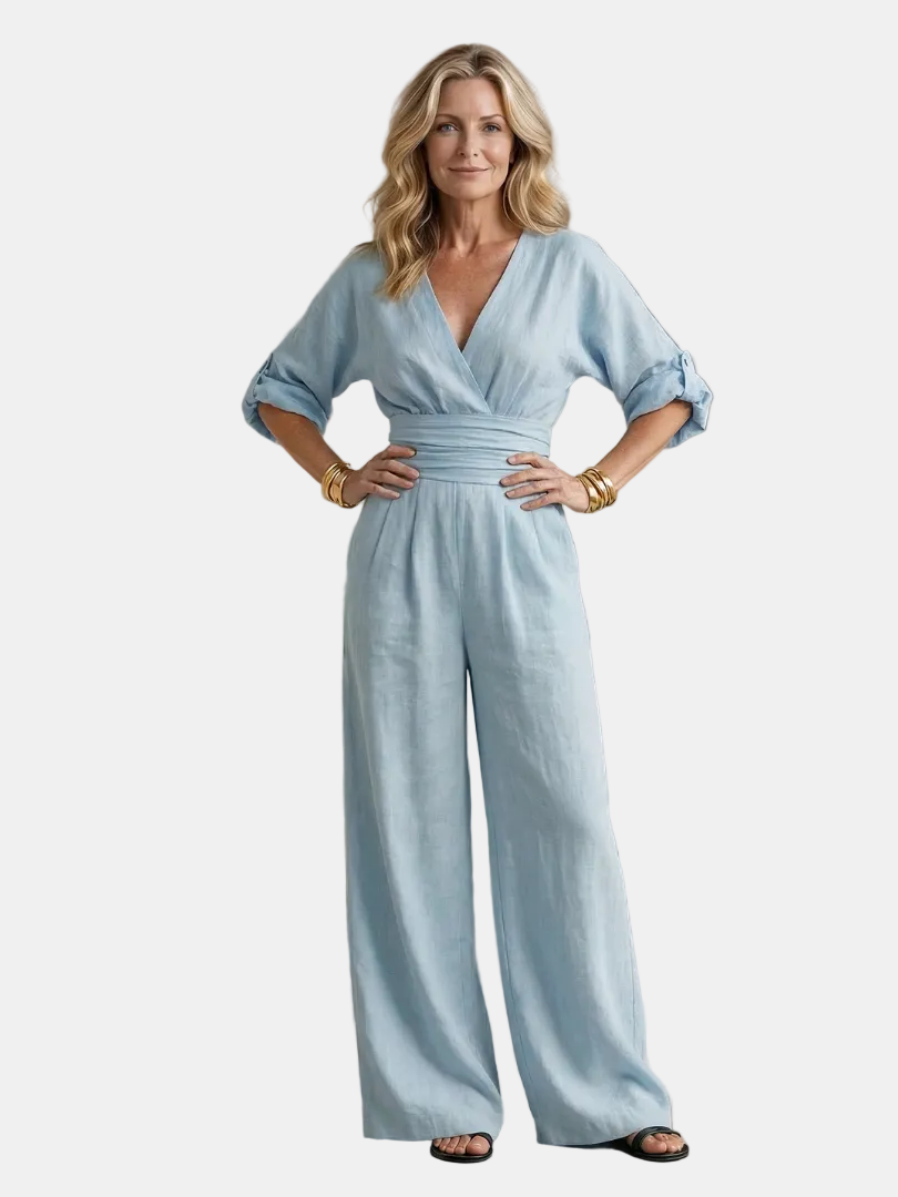 Wanda | Jumpsuit s křížením vpředu a širokými nohavicemi