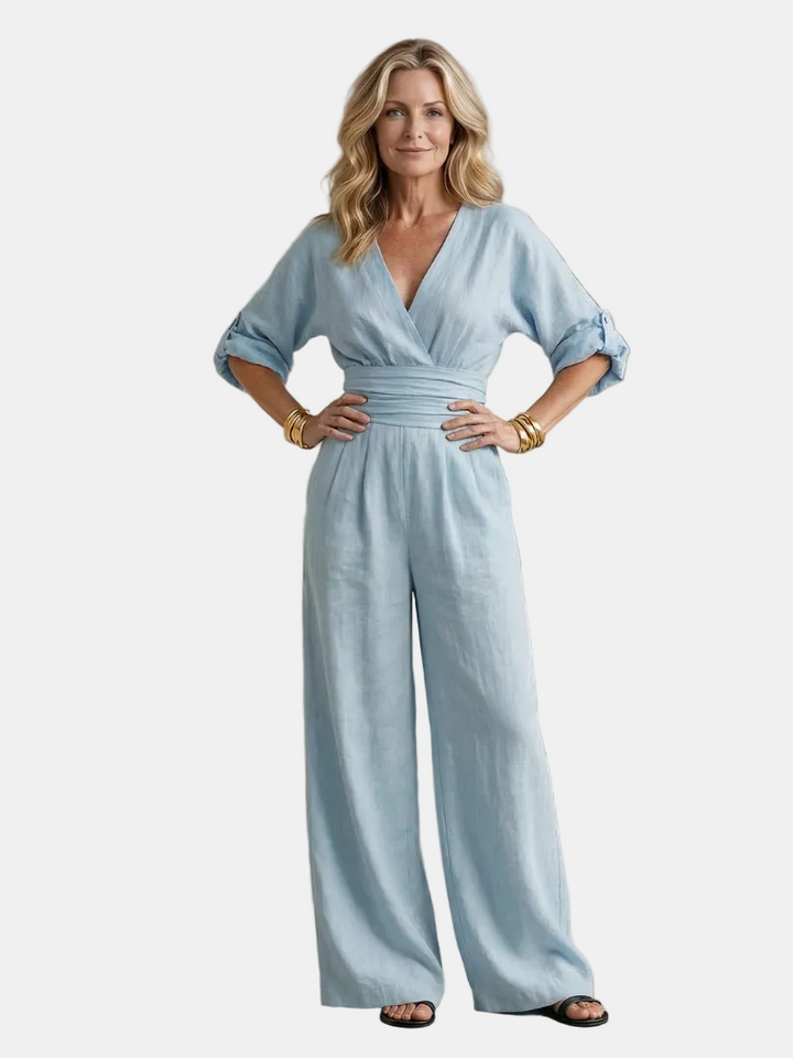 Wanda | Jumpsuit s křížením vpředu a širokými nohavicemi