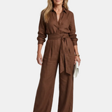 Jovie | Jumpsuit s dlouhým rukávem, knoflíky a širokými nohavicemi