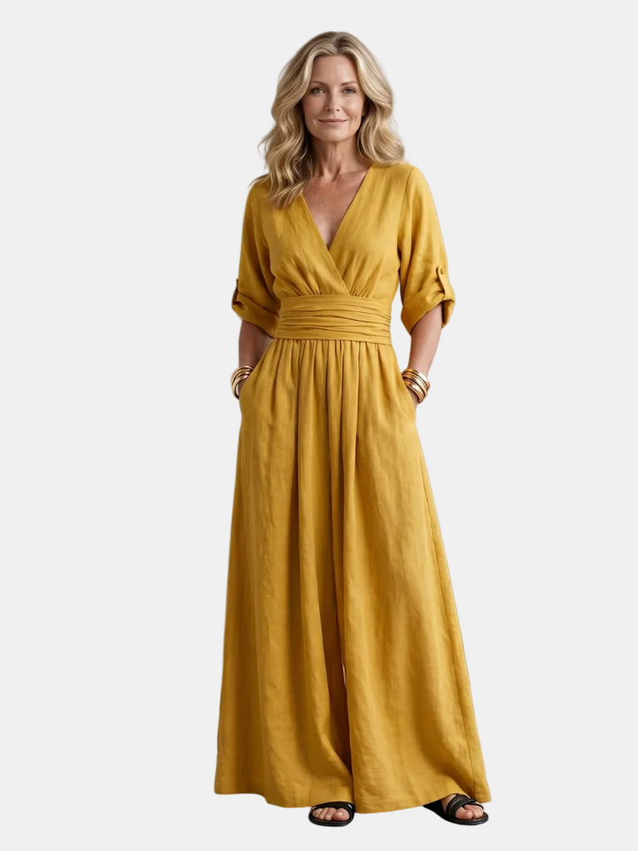 Wanda | Jumpsuit s křížením vpředu a širokými nohavicemi