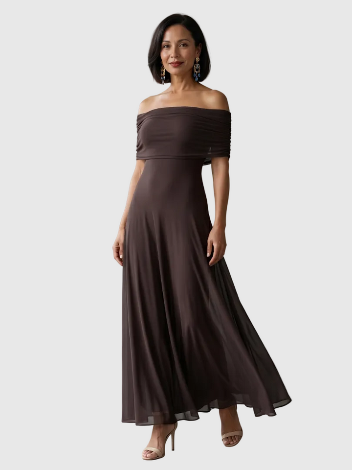 Juni | Off-shoulder drapované midi šaty