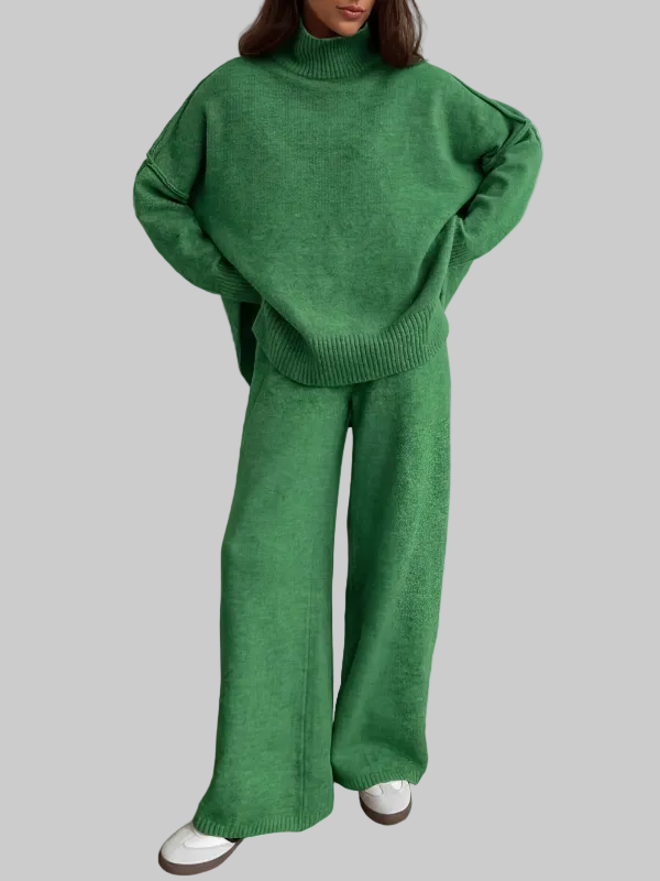 BEATRIX – Turtleneck Sweater & Wide Leg Pants Two-Piece Set