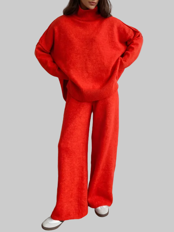 BEATRIX – Turtleneck Sweater & Wide Leg Pants Two-Piece Set