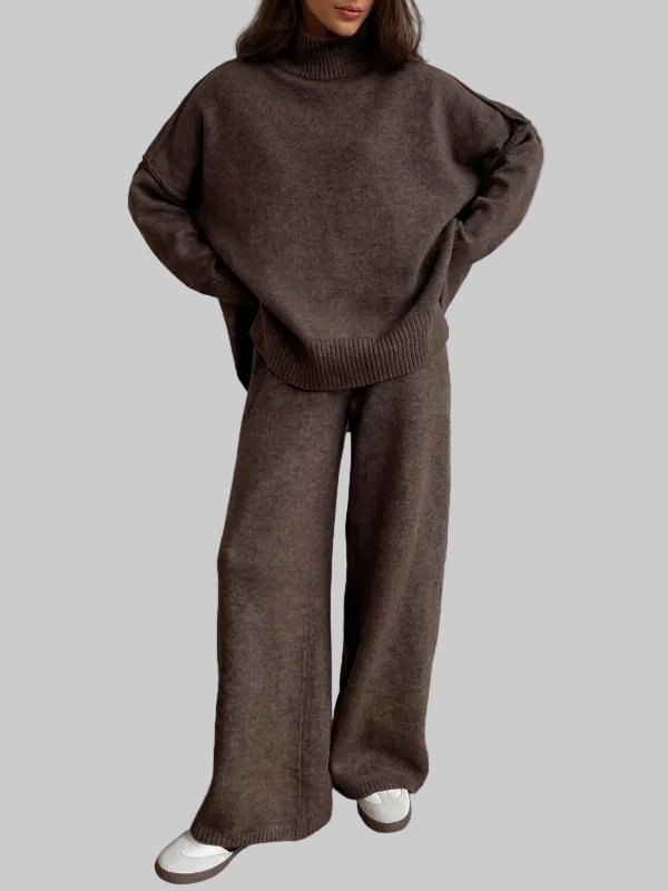 BEATRIX – Turtleneck Sweater & Wide Leg Pants Two-Piece Set