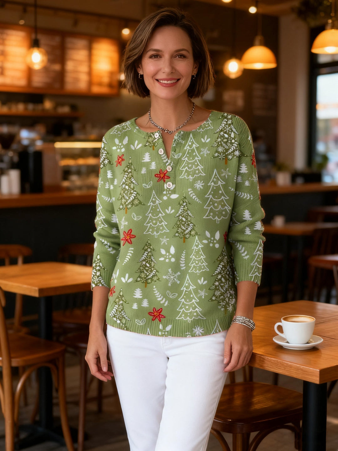 Edith - Cosy Christmas Button Jumper