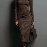 Mildred | Elegantní Suede Maxi Šaty