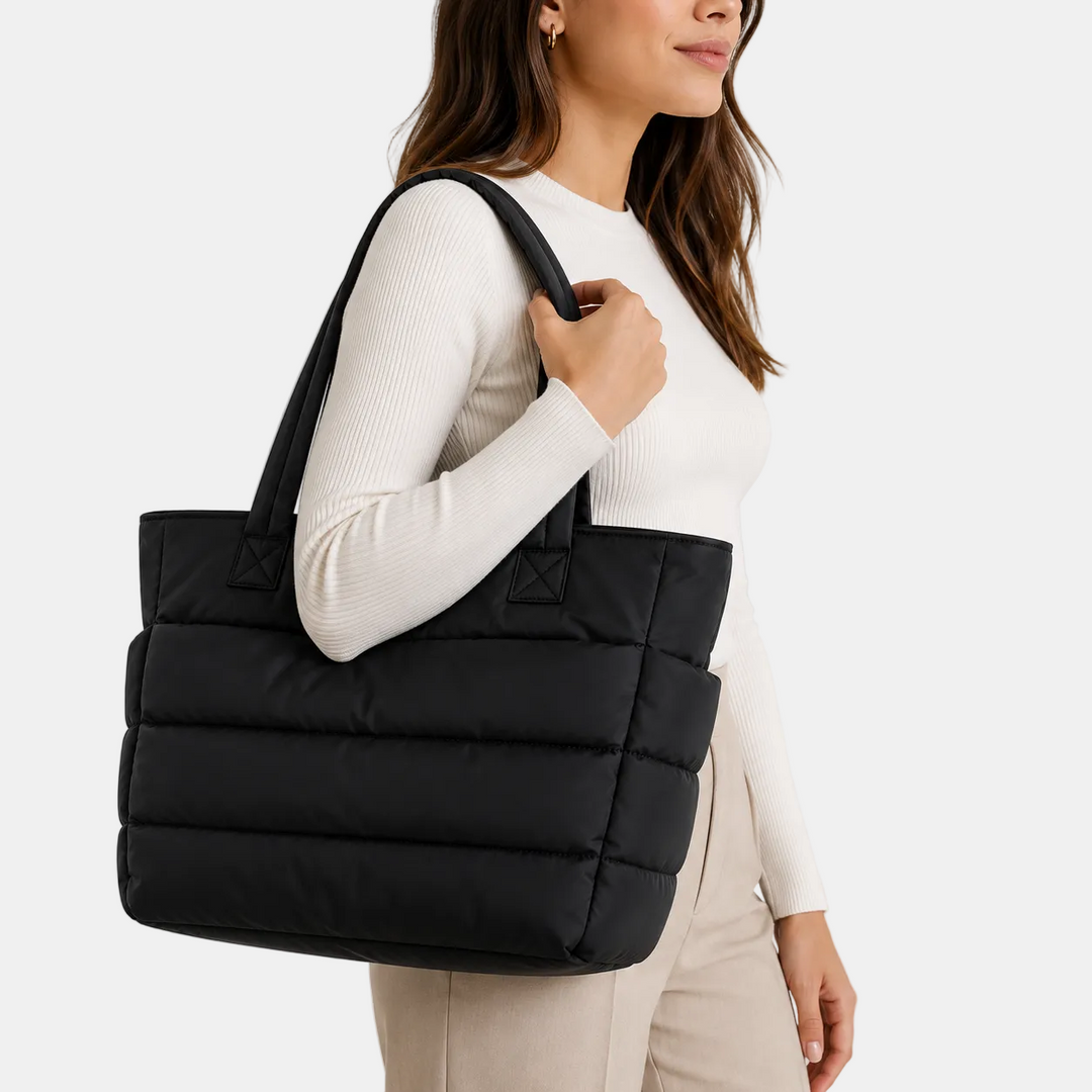 Hannah – BAGSMART prošívaná dámská tote taška na notebook s nadýchaným designem, přes rameno i do ruky