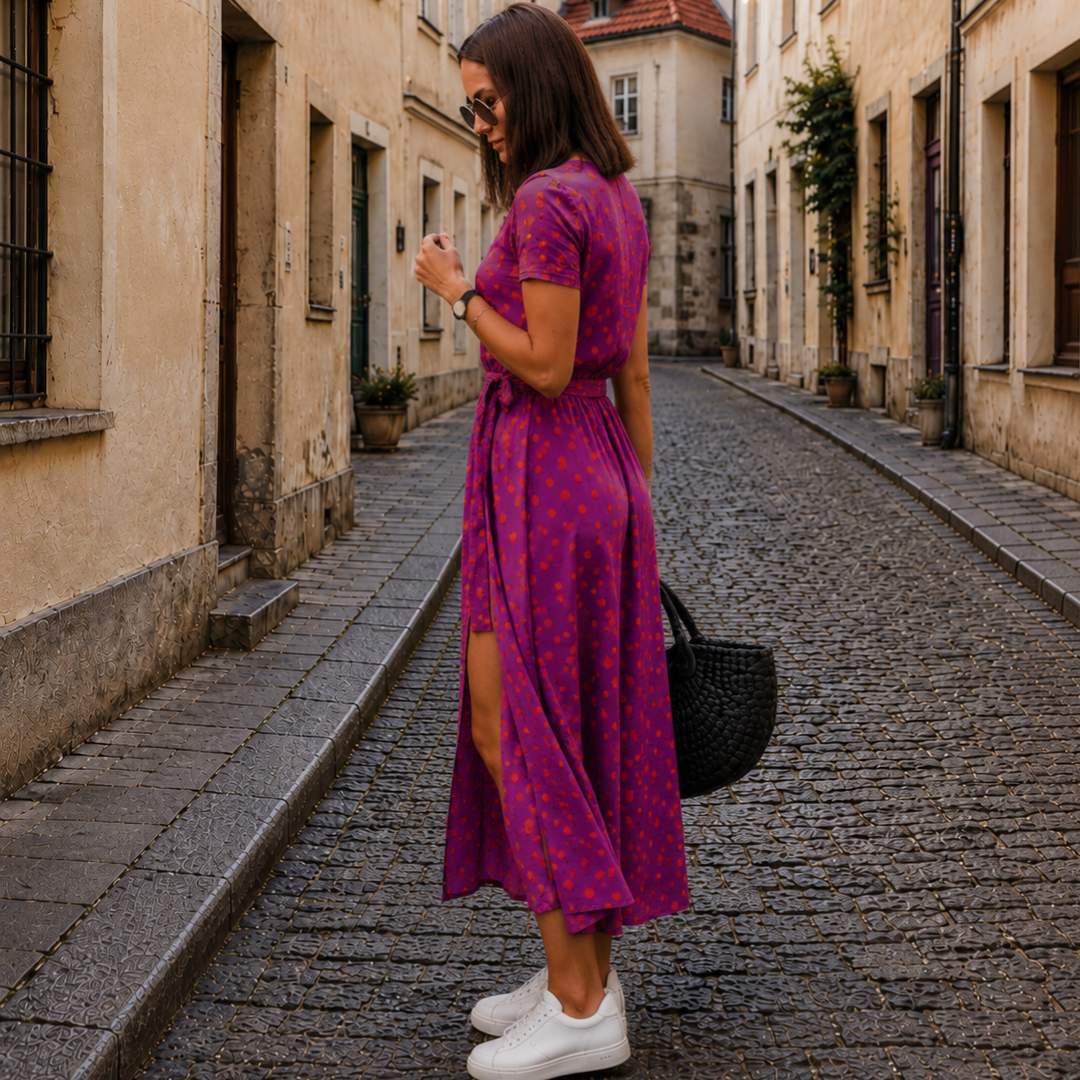 Hana | Elegantní Letní Šaty s Véčkovým Výstřihem