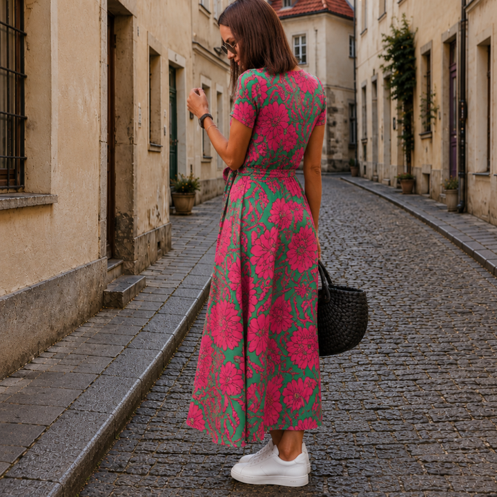 Hana | Elegantní Letní Šaty s Véčkovým Výstřihem