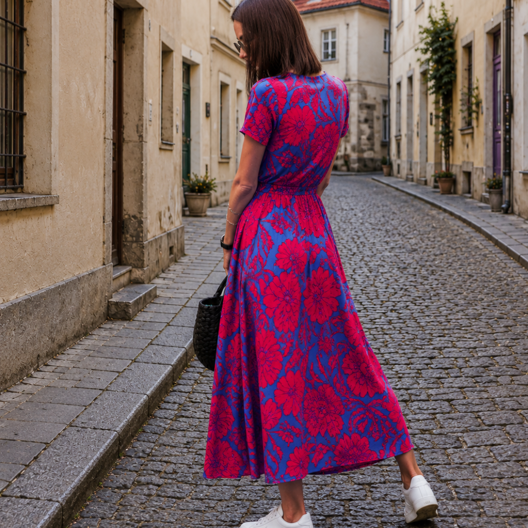 Hana | Elegantní Letní Šaty s Véčkovým Výstřihem
