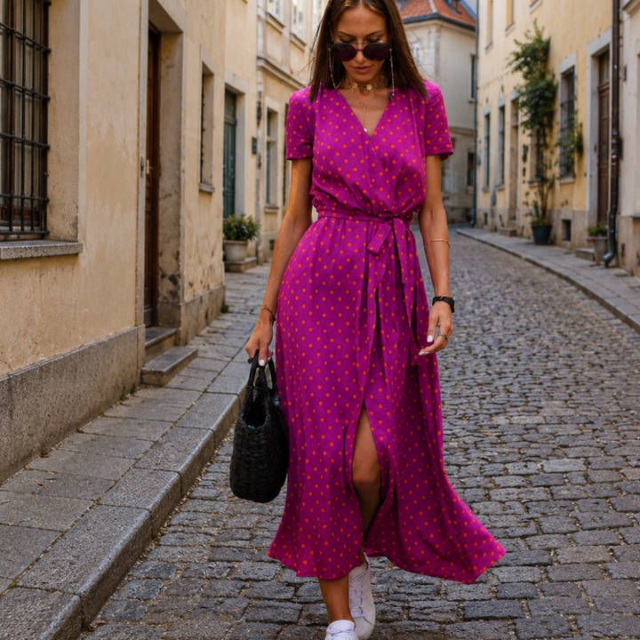Hana | Elegantní Letní Šaty s Véčkovým Výstřihem