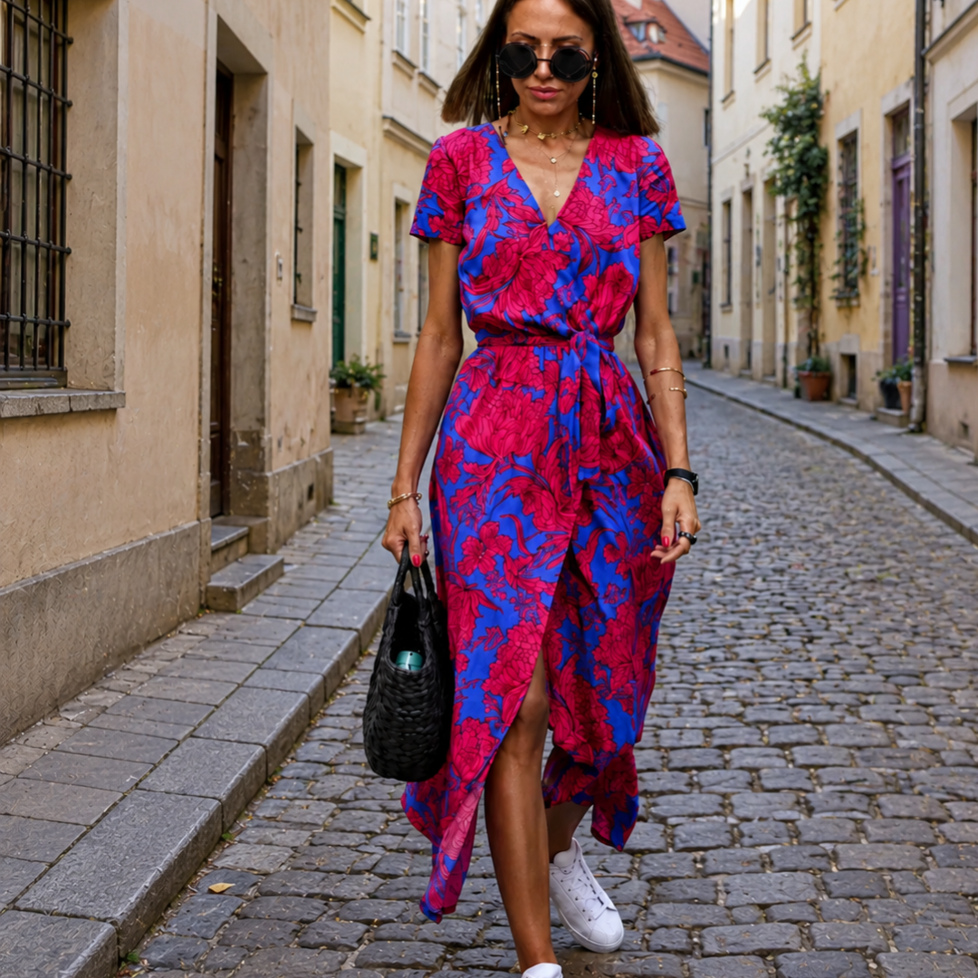Hana | Elegantní Letní Šaty s Véčkovým Výstřihem