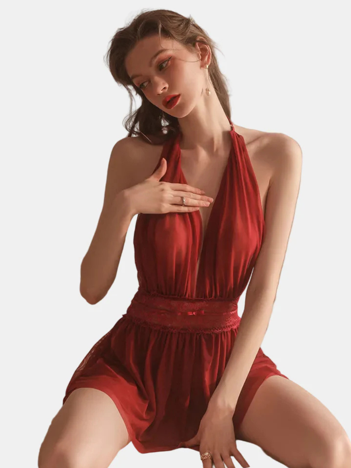 LIV | Krajkový babydoll s halterkrkem