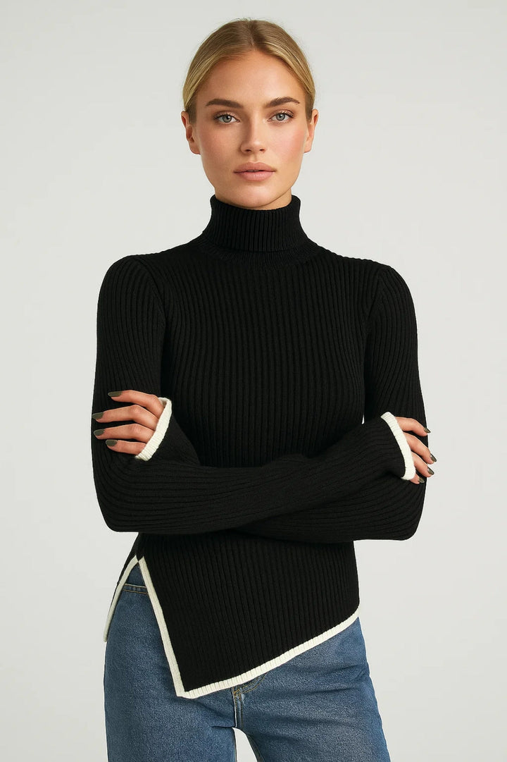 Aureole - Flared-Sleeve Turtleneck Knit Sweater