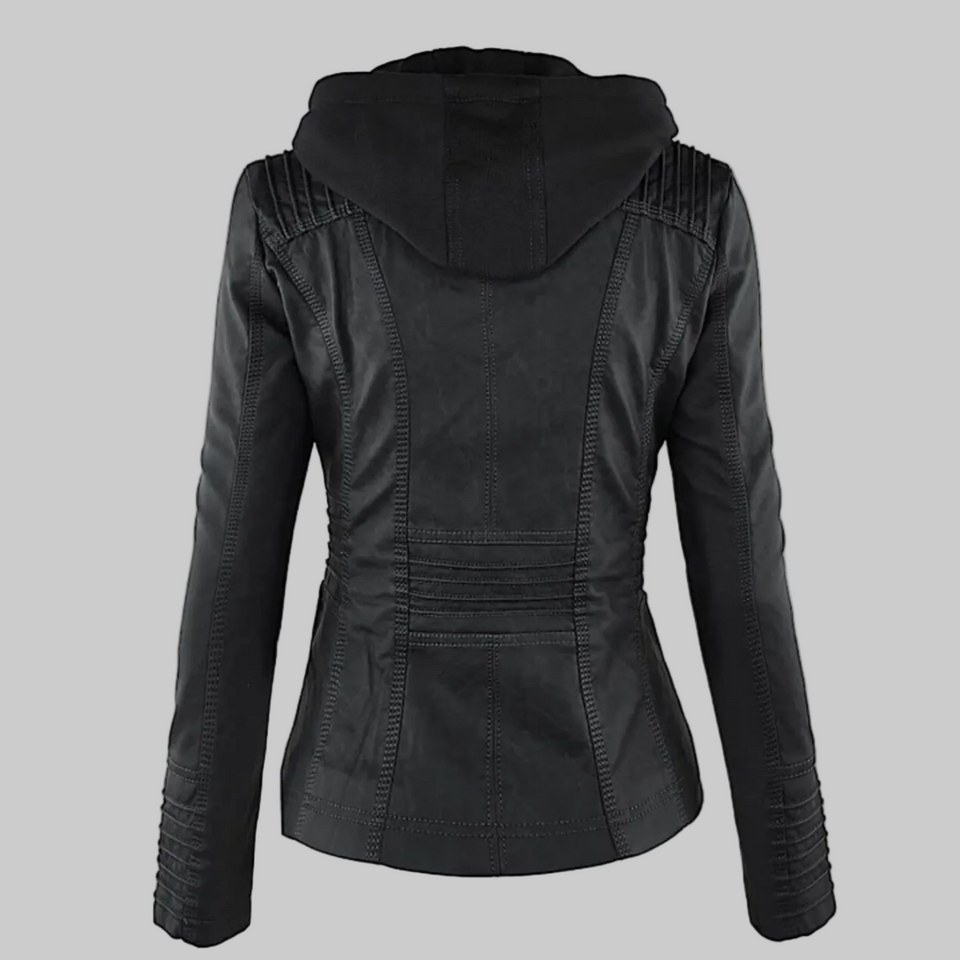 Ysolde - Leather Hooded Jacket
