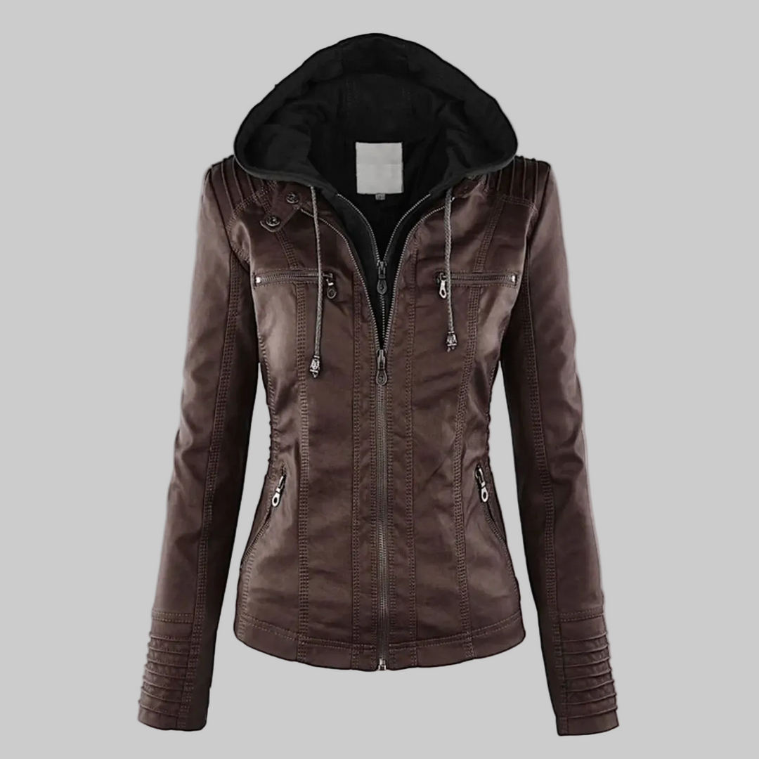 Ysolde - Leather Hooded Jacket