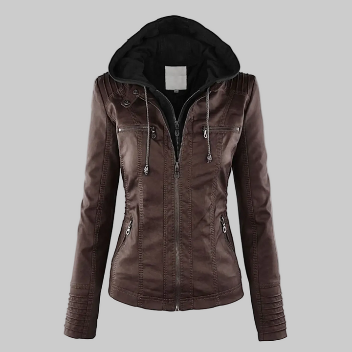 Ysolde - Leather Hooded Jacket
