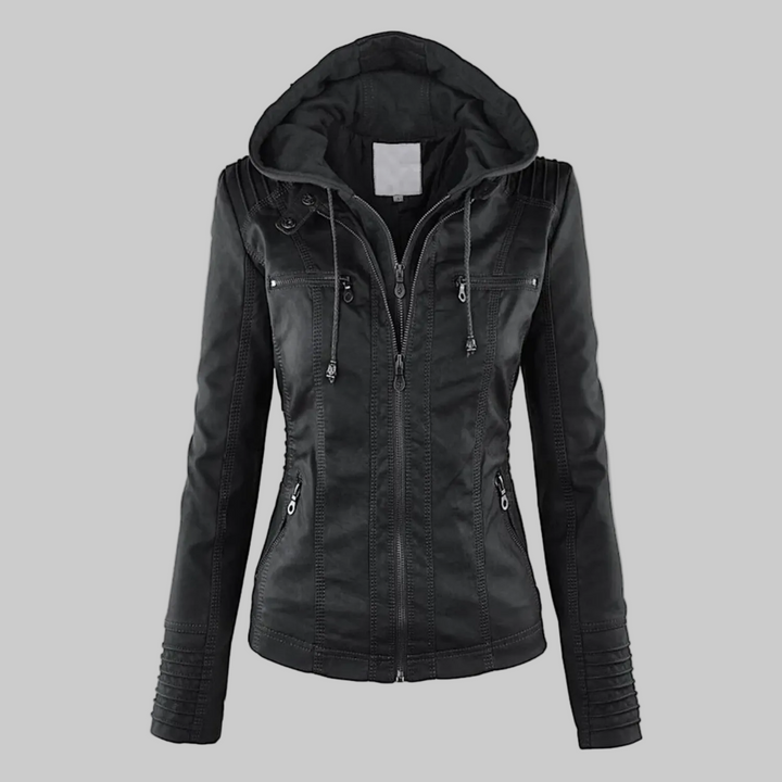 Ysolde - Leather Hooded Jacket