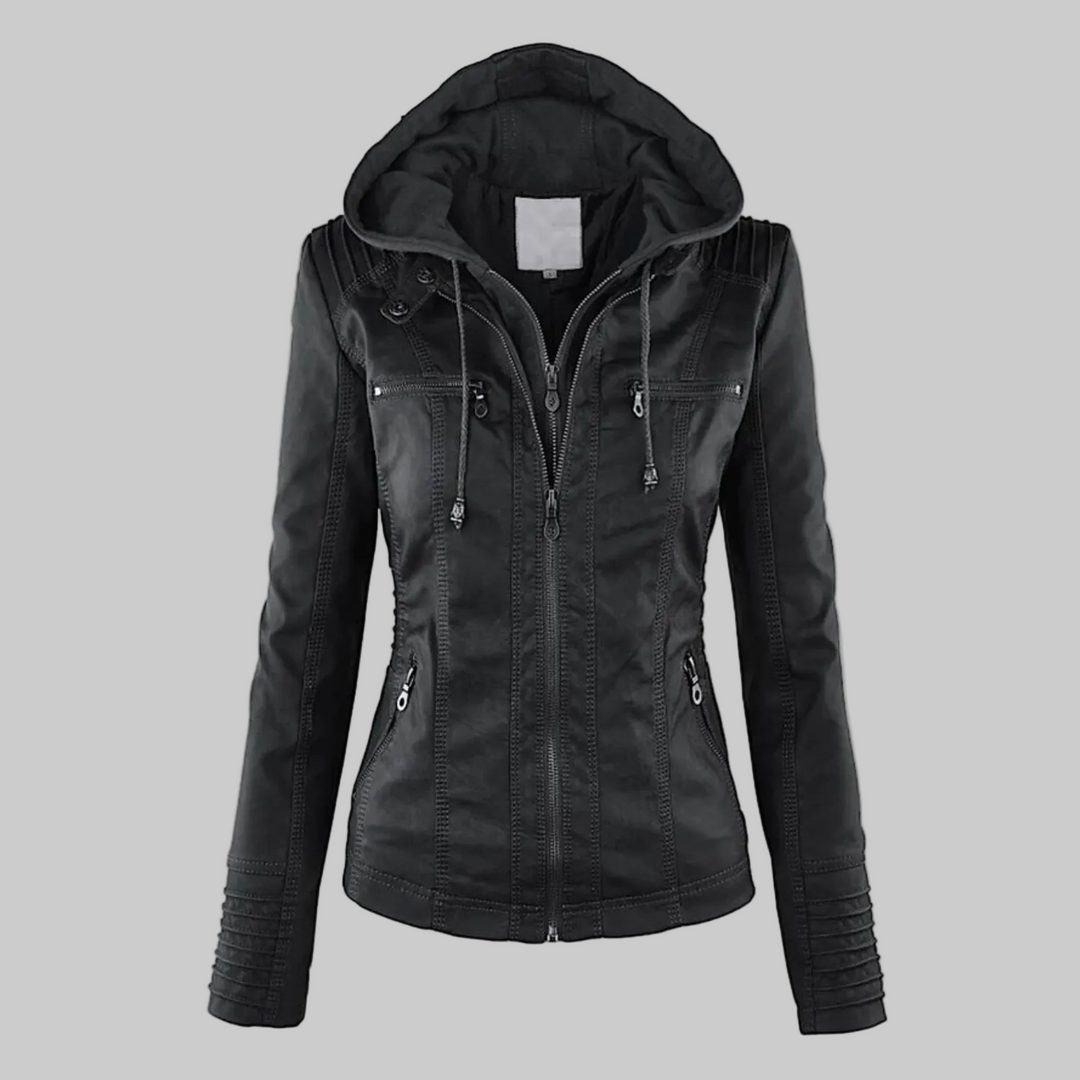 Ysolde - Leather Hooded Jacket