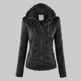 Ysolde - Leather Hooded Jacket