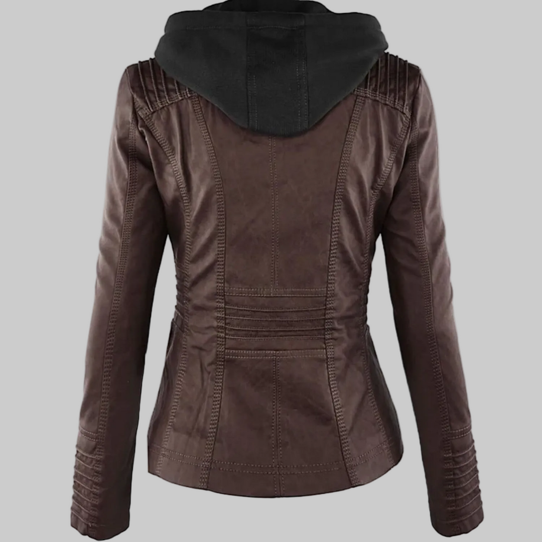 Ysolde - Leather Hooded Jacket