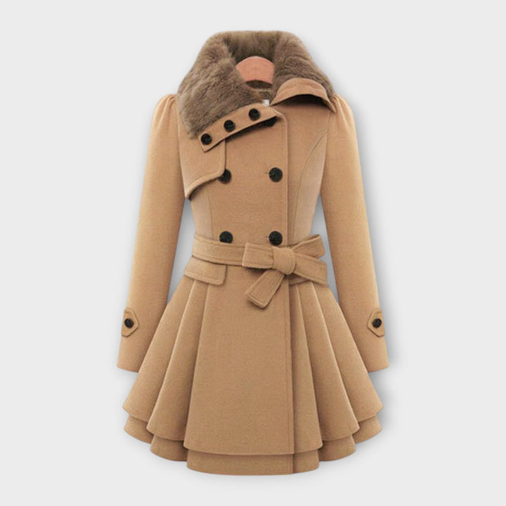 Emma - Elegantní kabát s límcem z umělé kožešiny