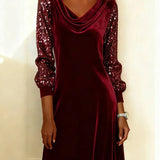 Lucinda | Sametové šaty s třpytivými rukávy