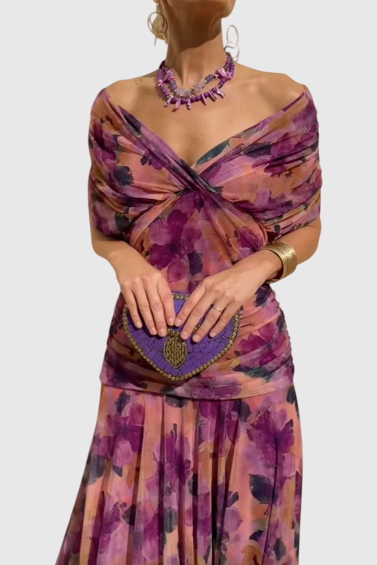 Alondra - Long Floral Dress with V-Neck