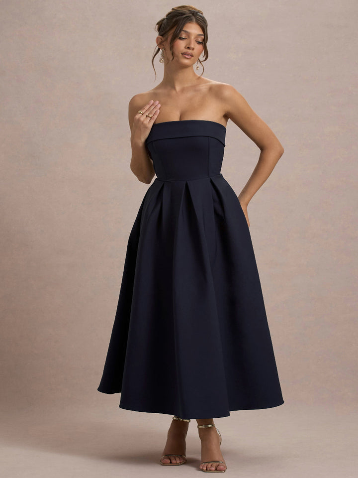 ANNE | Elegantní midi šaty s odhalenými rameny