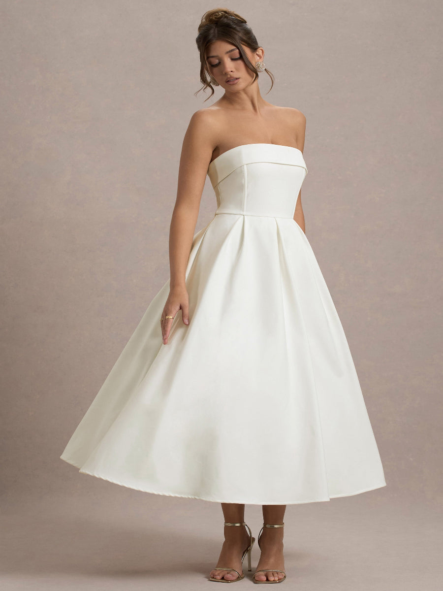 ANNE | Elegantní midi šaty s odhalenými rameny