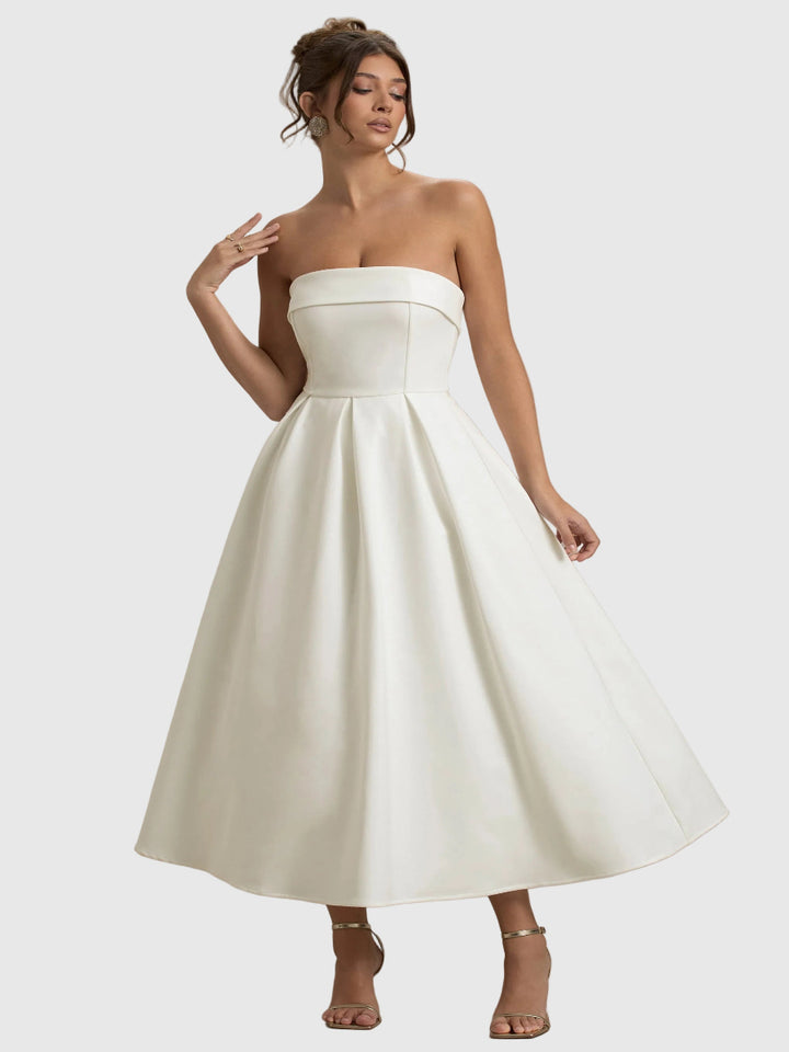 ANNE | Elegantní midi šaty s odhalenými rameny
