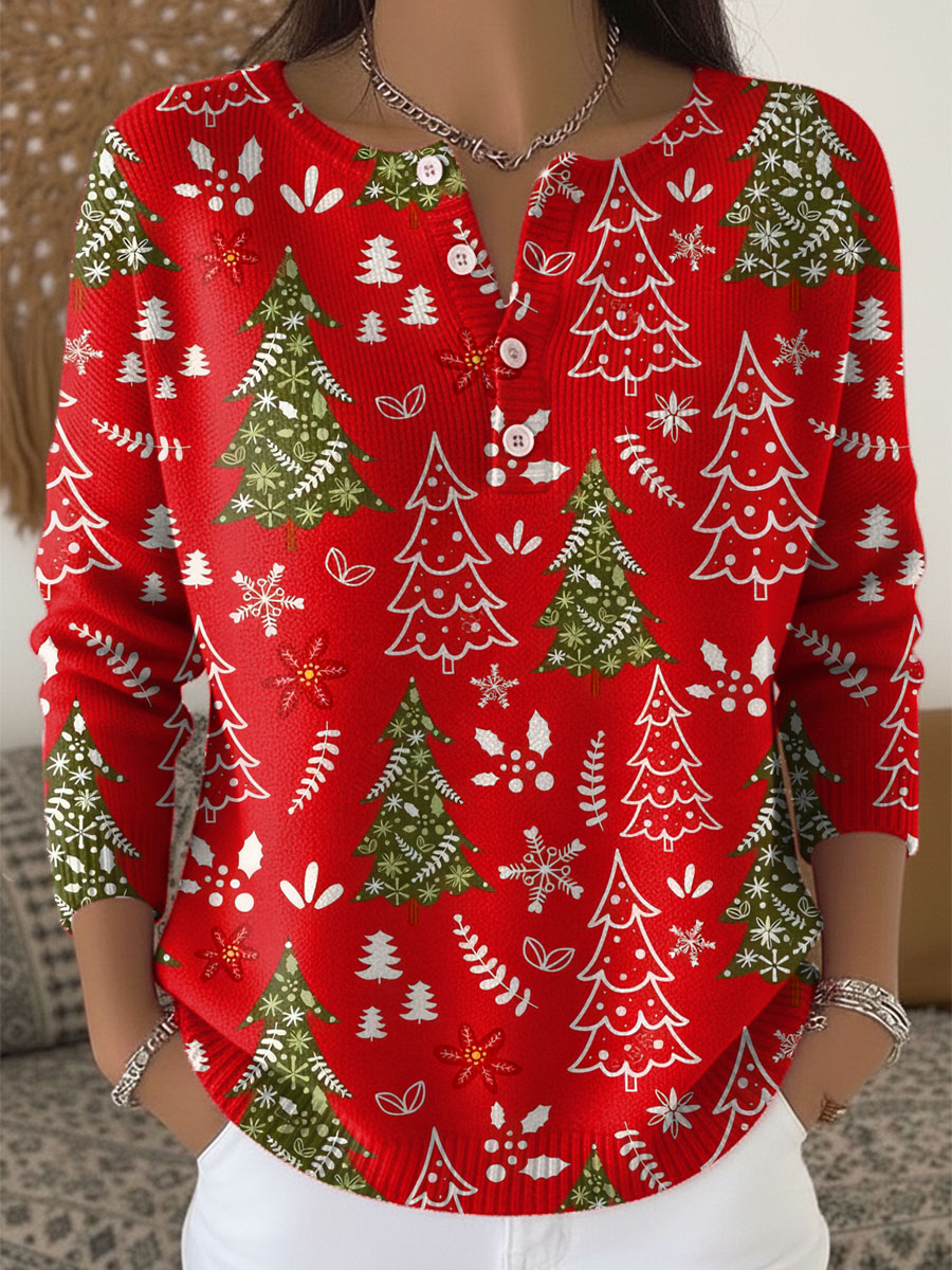 Edith - Cosy Christmas Button Jumper