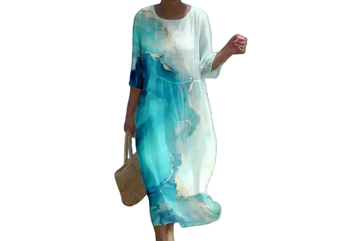Marvella – Elegantní midi šaty s uměleckým potiskem